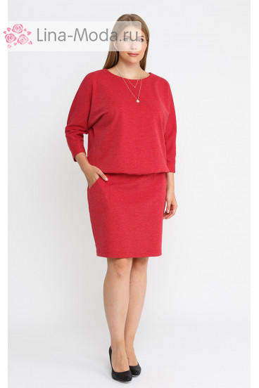 Платье "Лина" 52110 (Красный меланж)